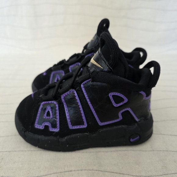 Nike Toddler More Uptempo Black Purple Mid Top Sneakers Shoes Dx5956-001 Size 6C - Picture 2 of 10